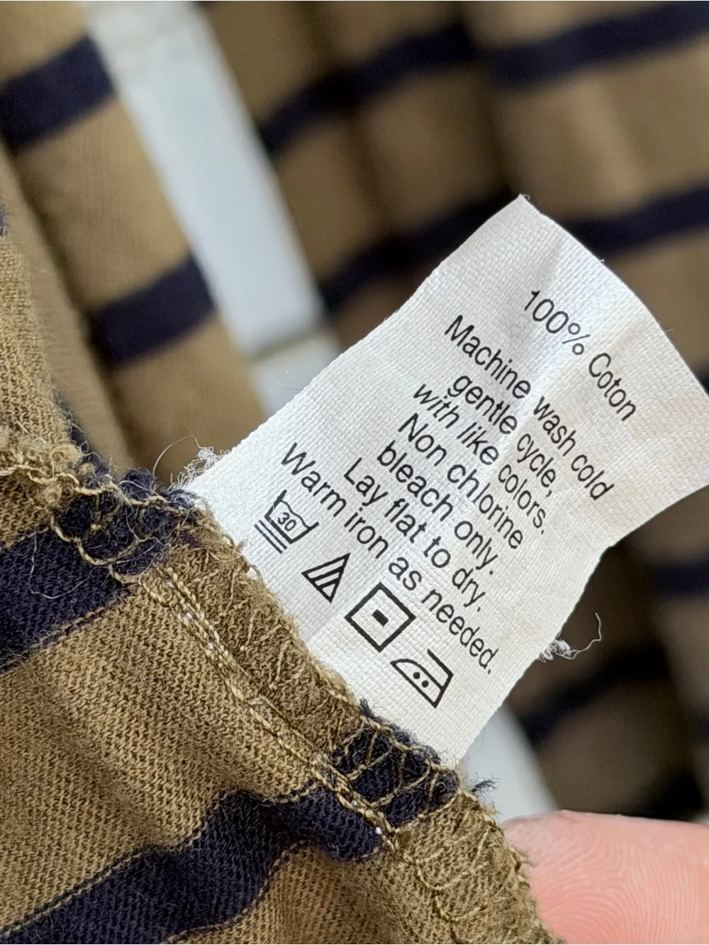 J.Crew Olive Green & Navy Striped Open Front Cotton Cardigan with Pockets- Small
